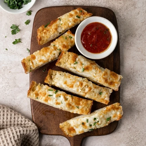 Garlic bread sticks with marinara dip at Mondo Pizza in downtown Edmonton