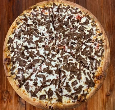 Halal donair pizza at Mondo Pizza, Italian food in downtown Edmonton