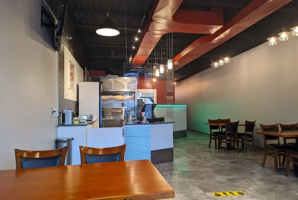 Dining room at Mondo Pizza on 101 Street in downtown Edmonton